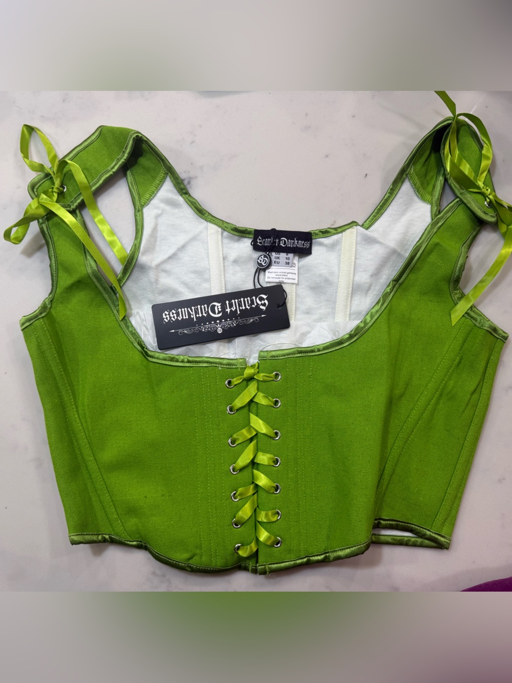Scarlet Darkness Green Lace-Up Corset Top Size 8 Side Zip New With Tags